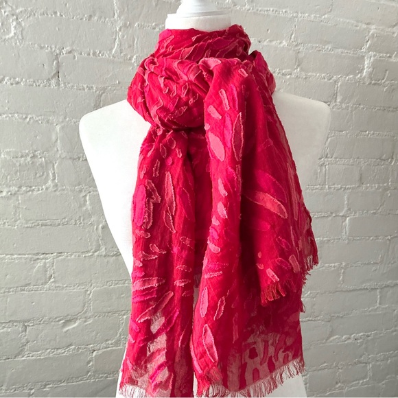 Banana Republic Accessories - Banana Republic Red Lightweight Fringe Scarf Semi Sheer 100% Cotton